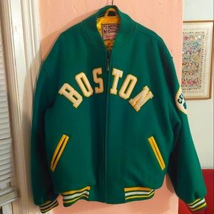 BOSTON CELTICS MITCHELL & NESS HARDWOOD CLASSICS VARSITY WOOL JACKET